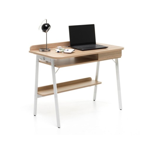Scrivania in Legno con Cassetto Rovere Porta PC Salvaspazio Scrittoio