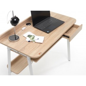 Scrivania in Legno con Cassetto Rovere Porta PC Salvaspazio Scrittoio 2