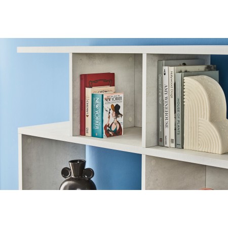 Libreria Modulare Bianco Cemento Moderna Scaffale Mensole Ufficio Studio