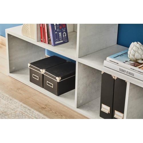 Libreria Modulare Bianco Cemento Moderna Scaffale Mensole Ufficio Studio