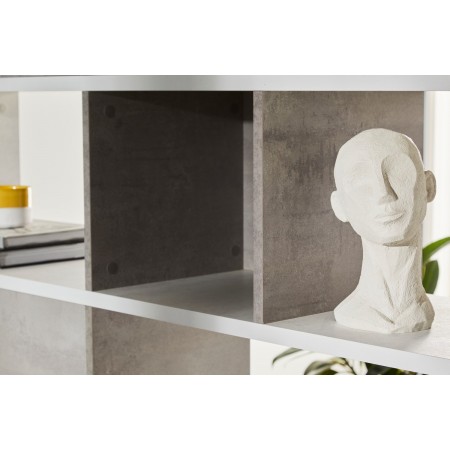 Libreria Modulare Geometrica Bianco in Legno Moderna Scaffale a Giorno
