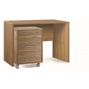 Cassettiera Ruote Noce 3 Cassetti con Chiave da Scrivania Ufficio Legno 2