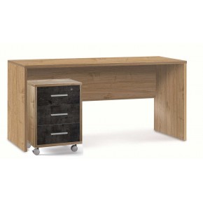 Mobile Cassettiera Ruote Noce Nero 3 Cassetti con Chiave Ufficio Legno 2