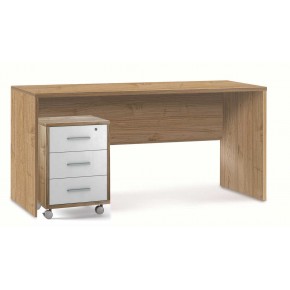 Cassettiera Ruote Mobile Noce Bianco 3 Cassetti con Chiave Ufficio Legno 2
