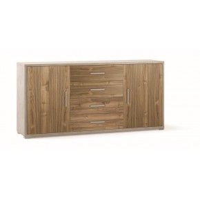 Credenza Contenitore Mobile 2 Ante 4 Cassetti Bianco Noce in Legno Tv