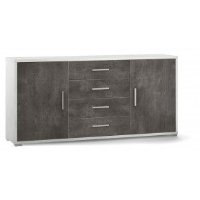 Credenza Bianco Nero Contenitore Mobile 2 Ante 4 Cassetti in Legno Tv