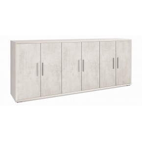 Credenza Armadio Basso Legno Mobile 200 Bianco Ripiani TV Moderno