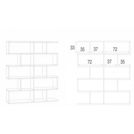 Libreria Modulare Bianco Cemento Giorno Moderna Mensole Scaffale Ufficio