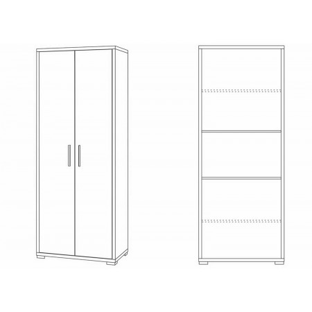 Armadio 2 Ante Noce Bianco Multiuso Legno Mobile Ripiani Scaffali Camera