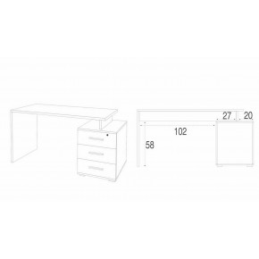 Scrivania 155 cm Noce Nero con Cassettiera Grande Ufficio Cameretta 2