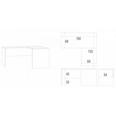 Scrivania 160x150 cm Angolare Noce Legno Moderna Angolo da Ufficio Studio