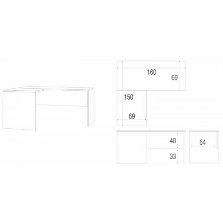 Scrivania Legno Angolare Sinistra Bianco Moderna Angolo Ufficio Studio