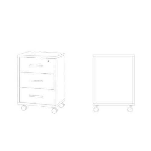 Cassettiera Ruote Noce 3 Cassetti con Chiave da Scrivania Ufficio Legno