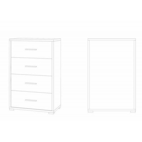 Cassettiera da Ufficio Como Bianco Nero Mobile 4 Cassetti Camera Legno