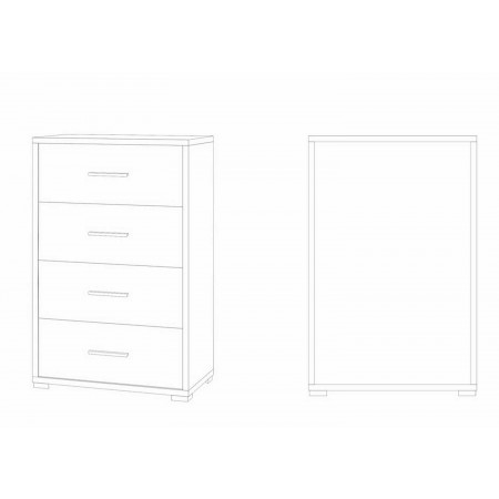 Cassettiera da Ufficio Como Bianco Nero Mobile 4 Cassetti Camera Legno
