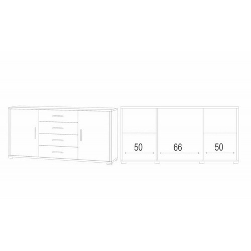 Credenza Mobile 2 Ante 4 Cassetti Noce Contenitore Buffet Tv Soggiorno