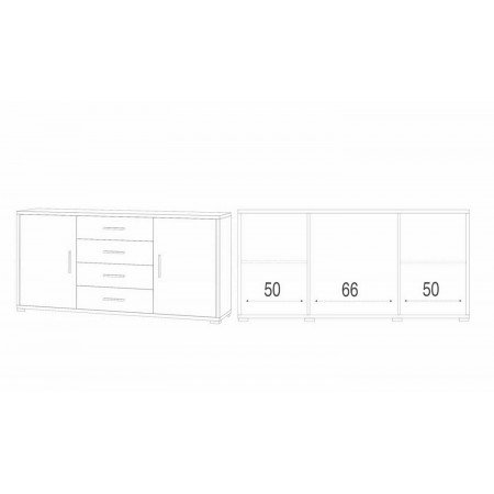 Credenza Contenitore Mobile 2 Ante 4 Cassetti Bianco Noce in Legno Tv