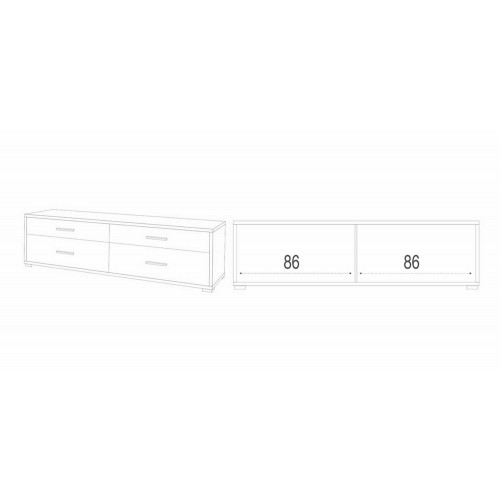 Mobile Moderno 180 Noce Bianco TV 4 Cassetti Credenza Cassettiera Legno
