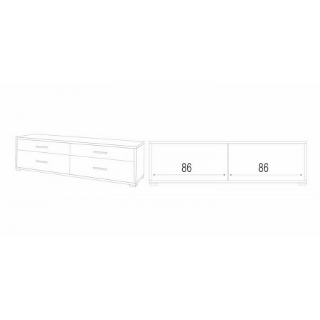Mobile Moderno 180 Noce Bianco TV 4 Cassetti Credenza Cassettiera Legno