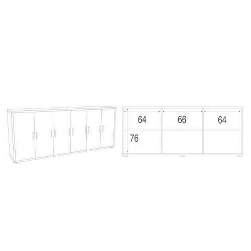 Mobile Basso Armadio 6 Ante 200 TV Moderno Credenza Bianco Noce Legno