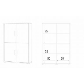 Mobile Credenza 4 Ante Armadio Noce Nero con Ripiani da Ufficio Soggiorno 2