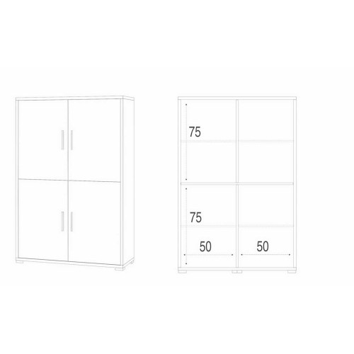Armadio Noce Bianco Mobile Credenza 4 Ante con Ripiani Ufficio Soggiorno