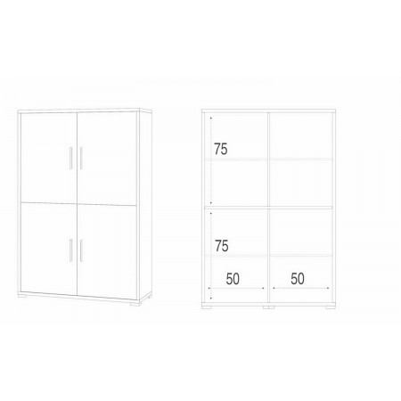 Mobile 160 cm Armadio Bianco Nero Credenza 4 Ante con Ripiani Soggiorno