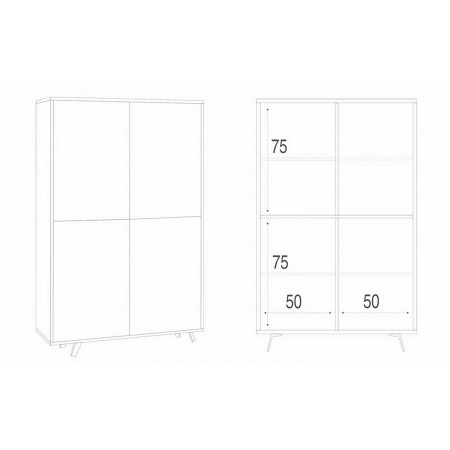 Armadio Ripiani Madia Nero Bianco Mobile 4 Ante Soggiorno Credenza Salotto
