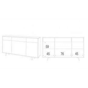 Credenza Madia 3 Ante 3 Cassetti Bianco Nero Mobile Soggiorno Armadio 2
