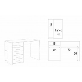 Mobile con Cassettiera Scrivania 120 cm Olmo Grande Ufficio Cameretta 2