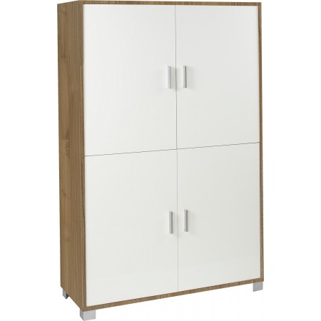 Credenza 4 Ante Noce Bianco Madia Buffet Ripiani Ufficio Dispensa Piattaia