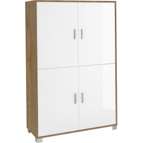 Madia Armadio Noce Bianco Lucido Mobile Credenza 4 Ante Buffet Soggiorno