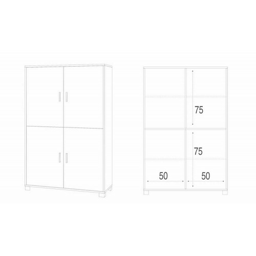Madia Armadio Mobile Credenza Nero Bianco Lucido 4 Ante Buffet Soggiorno