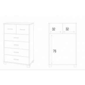 Como 6 Cassetti 110 cm Nero Grigio Cassettiera Settimino Camera Ufficio 2