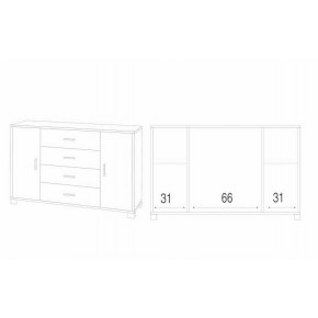 Mobile Madia Noce Credenza 2 Ante 4 Cassetti Contenitore Salotto Ufficio 2