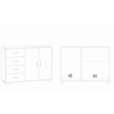Credenza Mobile Bianco 2 Ante 4 Cassetti Madia Contenitore Soggiorno