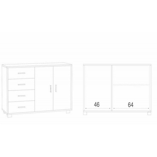 Madia Olmo Credenza Bassa Mobile 2 Ante 4 Cassetti Contenitore Salone