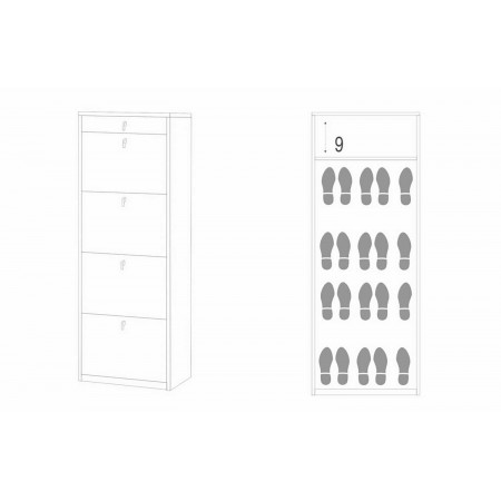 Scarpiera Legno Noce 4 Ante Cassetto Ribalta Doppia 20 Paia Porta Scarpe