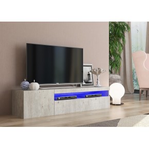 Mobile Moderno Porta TV Cemento 150 Basso Soggiorno con Anta Ribalta Legno