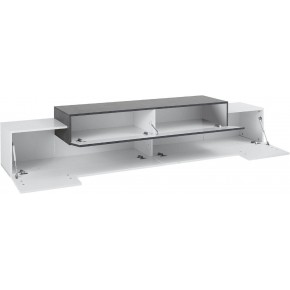 Mobile Bianco Grigio Basso con Ante a Ribalta 240 cm Porta TV Credenza 2