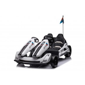 Go Kart Bianco Auto Elettrica Ruote Macchina per Bambino a Batteria 24 V
