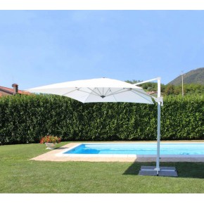 Ombrellone 3x3 Bianco in Alluminio con Palo Decentrato Braccio Laterale 2