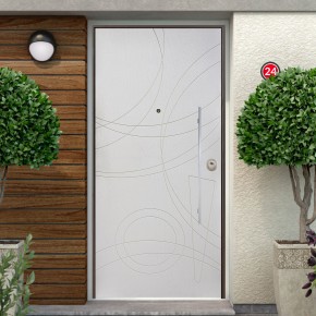 Portoncino Blindato di sicurezza per Esterno con Pannello Bianco Moderno