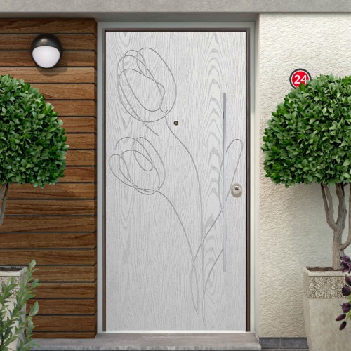 Portoncino di sicurezza per Esterno Blindato con Pannello Tulipano Bianco