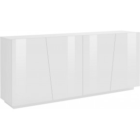Mobile Credenza Moderna 200 cm Basso a 4 Ante per Soggiorno Bianco Lucido 2