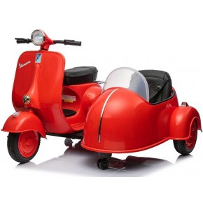 Piaggio Vespa con Sidecar Rosso Moto Elettrica da Bambini a Batteria 12 V