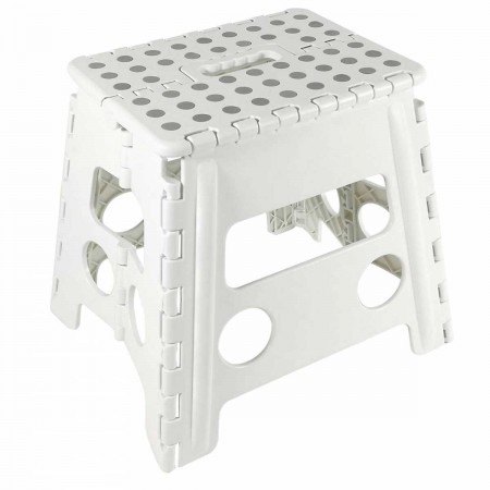Sgabello Bianco Pieghevole Salvaspazio per la Casa Alto 32 cm in Plastica