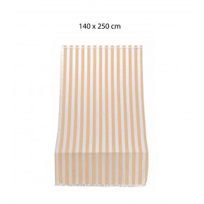 Parasole Tenda a Righe Beige 140x250 a Soffitto con Anelli per Terrazzo