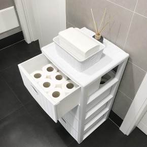 Cassettiera con 4 Cassetti in Plastica Bianca con Ruote Mobile da Interno 2