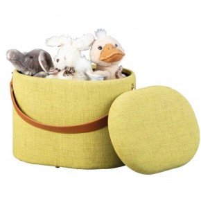 Pouff Tondo Giallo Verde Contenitore Puff Portaoggetti con Maniglia 2